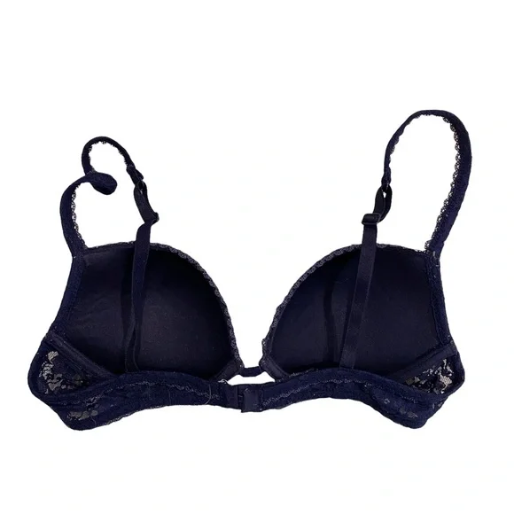 TEZENIA Dark Navy Navy Plunge Lace Padded Bra - Picture 2 of 5